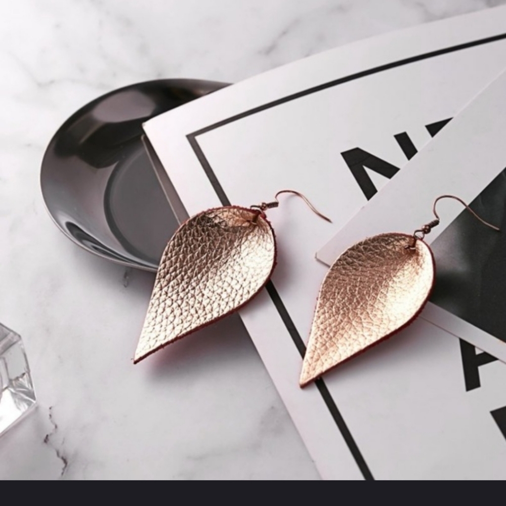 Super Cute Faux Leather Leaf Drop earrings
